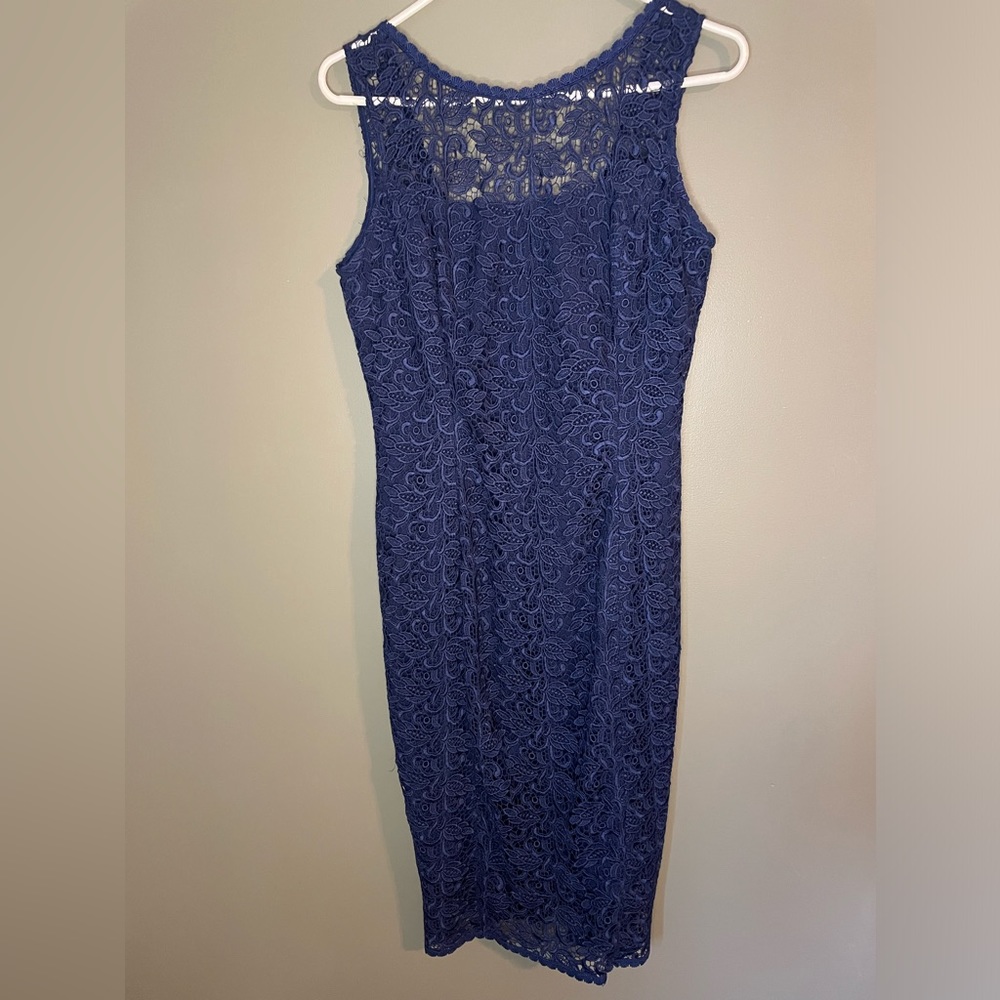 Navy Lace Pencil Dress